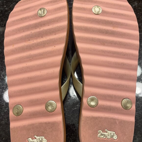 Coach flip flops - brown and gold - size 7! - Picture 2 of 5